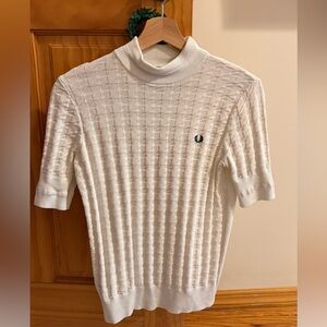 Fred Perry mock neck houndstooth top US 4